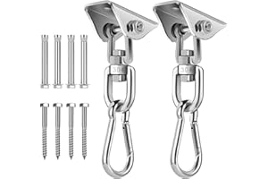 JOYUE Haczyk sufitowy, fotel wiszący, stal nierdzewna, obracany o 360°, cichy hak na huśtawkę, uchwyt sufitowy do 450 kg, do belek betonowych, drewnianych belek, wiszących, huśtawek, jogi, worka