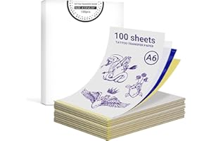ORGBRO X8 Papel de Transferencia de Tatuaje 100 Hojas, Papel Hectografico Tattoo Térmico 4 Capas, Transfer Tattoo Paper Ideal para Impresora de Tatuajes, Artistas y Principiantes, A6 105mm x 140mm
