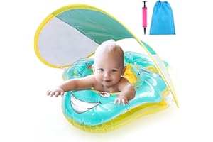 Galleggianti per Piscina per Bambini, CestMall Galleggiante per Nuoto per Bambini Gonfiabile con SPF 50+ Baldacchino di Protezione Solare e Coda di Supporto inferiore, Galleggianti per Piscina