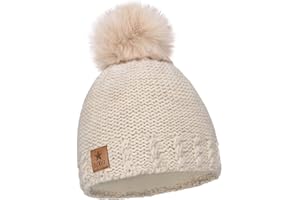 ELIMELI Kinder Mütze für Mädchen warme gestrickte Wintermütze mit Kunstfell Bommel Perfekt Beanie für Winter und Herbst 17200