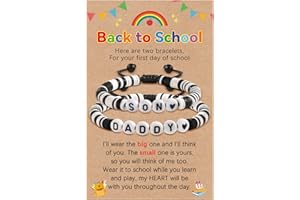 YELUWA First Day of School Bracelet Gift, Back to School Bracelet, Mommy and Me Bracelets, Mother Daughter Bracelet, Daddy Son First Day of Kindergarten Bracelet Back to School Gifts for Daughter Son