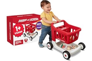 Radio Flyer Carrito de Compras para escanear y ordenar con Luces y Sonidos, Andador de Juguete Rojo para niños pequeños, para más de 1 año
