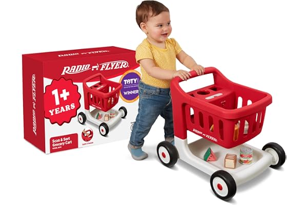 Radio Flyer Scan & Sort avec lumières et Sons Caddie, Chariot de Marche Rouge pour Tout-Petits, à partir de 1 an