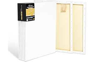 Elan Toile Peinture 40x50 380 g, Lot de 6 Toiles à Peindre 100% Coton, 380 GSM Canvas Painting 40x50, Toile à Peindre, Chassis Entoilé, Canvas 50x40