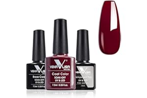 V VENALISA VENALISA Wine Red Gel Nail Polish Top Coat and Base Coat Set,No Wipe Tempered Top Coat Soak off gel,Newly upgraded low odor formula Gel Nail kit Long Lasting Shiny High Gloss Finish