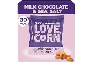 LOVE CORN Milk Chocolate & Sea Salt Crunchy Corn Snack | 30 x 15g Bags | Kosher, Gluten-Free | For Lunchbox & On The Go | Alternative for Crisps, Mixed Nuts & Popcorn | Healthy Graze | UK Made