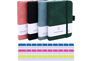 AIMEKE 4 Pezzi Taccuino Tascabile Taccuino A7 Quaderno Appunti Piccolo Mini Diario 200 Pagine Taccuino in Pelle con Chiusura Elastico per Scolastiche, Ufficio