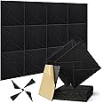 12 Pack Self-adhesive Acoustic Panels, JAMELO 12" X 12" X 0.4" Sound Proof Acoustic Foam with Pattern Square High Density Sound Absorbing Wall Panels for Home Studio Office