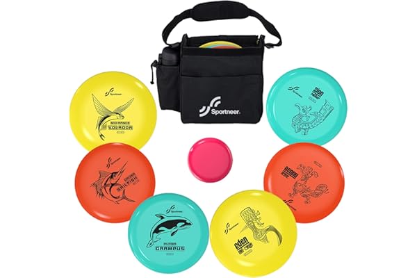 Sportneer Disc Golf Kit de démarrage de Disque de Golf avec 2 Drivers, 2 Moyens, 2 putters, 1 Mini marqueur de Disque, avec Sac de Rangement de Disque pour débutants (la Vie Marine)