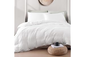 LANE LINEN Double Duvet Cover Set White - Pre Washed Soft Microfibre Polyester Duvet Cover with Pillow case - Bedding Quilt Cover Set
