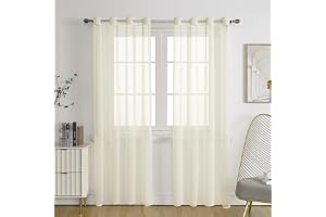 Beige skira voilegardiner med öljetter, 2-pack, vardera 140 x 200 cm