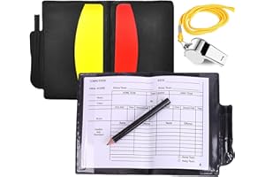 Lamkrtlp Cartes d'arbitre de Football, Kit d'arbitre, Métal Sifflet Arbitre avec Carnet d'arbitre Monnaie D'arbitre Crayon pour la Coupe du Monde et Le Football Jeu de Basketball Sports