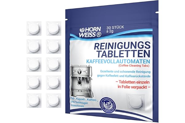 30 x rengöringstabletter för helautomatiska kaffemaskiner – individuellt – förpackade rengöringspinnar mot kaffeolja, kaffefett och avlagringar – för Jura, Siemens, DeLonghi, Saeco, Miele, Bosch och