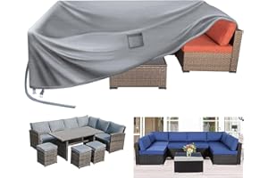Kovshuiwe Pokrowce na meble ogrodowe, 280 x 205 x 106 cm, pokrowiec na meble tarasowe, wodoodporny, pokrowce na stół tarasowy 420D, wytrzymała tkanina Oxford, rattanowa, pokrowiec na meble,