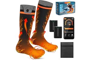 YOOHBERRYS Chaussettes Chauffantes, Électrique Chaussette Chauffante avec 8500mAh Rechargeable Batteries, Télécommande APP Température Maximale de 70 Degrés, Heated Socks pour Ski Camping Cyclisme