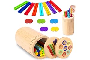 AMFUN Montessori Wooden Toys for 1 2 3 Years Boys Girls,Wooden Color Sorting & Development Toy | Birthday Gifts for Toddlers 1-3 Year Olds | Educational Learning Toys for 1 2 3 Year Old Boy Girl