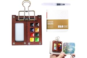 ORTVIAI Pocket Artist Mini Watercolour Paint Set with 8 Grids Wood Palette Box for Travel, Painters and Students (Walnut)