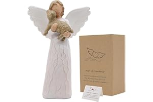 ACTLATI Dog Angel Figurine of Friendship, Dog Guardian Angel, Dog Memorials Gifts, Pet Loss Gifts, Passed Away Dog Gifts, Remembrance Gifts for Grieving Pet Owners, Hand Carved Praying Angel Sculpture