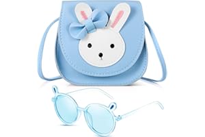 Photect Cute Rabbit Girls' Handbags and Shoulder Bags PU Leather Crossbody Bag with Adjustable Strap, Animal Ears Kids Sunglasses Bunny Cartoon Sunglasses for Preschool Children Toddlers