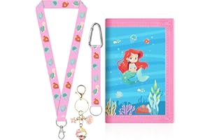 HYZMSZA Meerjungfrau Brustbeutel Mädchen Kinder, Dreifach Gefaltete Portemonnaie mit Schlüsselanhänger und Schlüsselband, Geldbörse Kinder für Kindergeburtstag Mitgebsel Deko