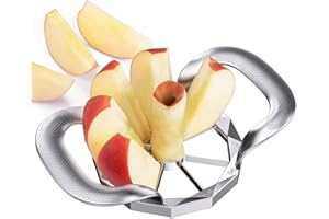 HIBUCUO Apfelschneider, Edelstahl Apfelteiler mit 8 Klingen und Ergonomic rutschfest Grip, Apfelspalter, Apfelentkerner,Apfelzerteiler,Apfelspaltenschneider, Apfelschäler,Apfelportionierer Apfelausstecher,