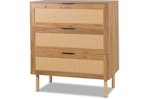 FRANKYSTAR Mang Komoda z 3 szufladami drewniana i rattanowa