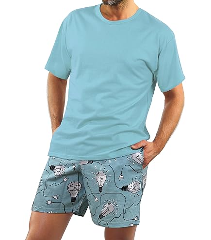Light & Shade Pyjama met top en korte broek voor heren, marineblauw, S