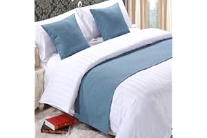 QRGMKL Corredor de Cama Premium para pie de Cama, Bufanda de Cama de Color sólido Colcha de Lino de algodón decoración del hogar Protector de Cama de Dormitorio-Aqua||2 Pillowcases(45X45cm)