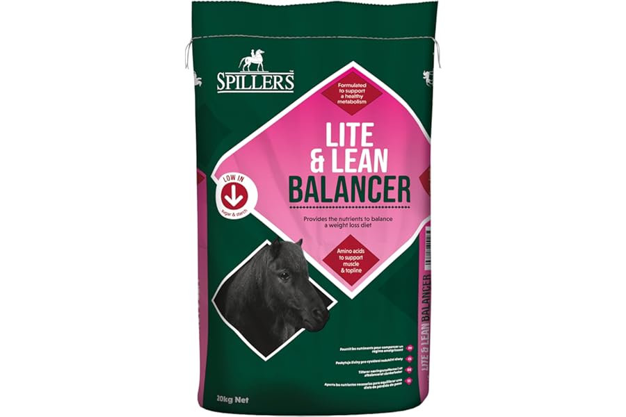 SPILLERS Lite & Lean Balancer Horse Feed, 20KG – Multi-Vitamin & Mineral Balancer Supplement for Horses and Ponies on a Weight Loss Diet - High in Lysine, Low in Starch and Sugar, Contains Biotin