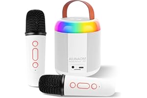 Dziecięca maszyna do karaoke AIUNAOM z 2 bezprzewodowymi mikrofonami, oświetleniem LED i zmiennymi efektami dźwiękowymi Przenośne głośniki Bluetooth na imprezy domowe Zabawki dla dzieci Prezenty