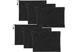 Riceel Banking Bag, Pack of 6 Oxford Money Bags with Zip, 23 x 18 cm, A5 Documents Wallet, Documents Wallet with Ball Print for Household, Business, School, black, Sporty