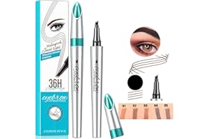 MIRADA FASHION, lapiz cejas microblading, lapiz cejas 4 puntas, perfilador de cejas, Cejas Naturales Cubre áreas Dispersas, Lápiz de Cejas resistente al agua (04 negro)