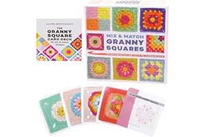 Mritrit 50 Card Deck Granny Square Kit, Crochet Granny Squares Mix & Match con Libro Uncinetto per Caffè Parco e Viaggi