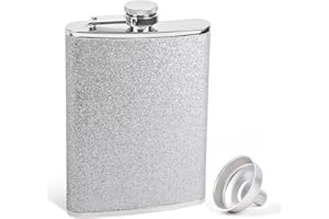 SPDYCESS Edelstahl Flachmann 8oz Glitzer Frauen Flachmänner mit Trichter Tragbar Flachmann von Alkohol Whisky zum Wandern Camping Hochzeit Party