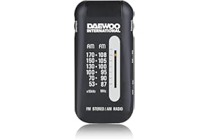 DAEWOO INTERNATIONAL Daewoo Radio de Bolsillo DRP-9 | Radio Analógica Pequeña | Transistor Radio AM/FM | Alatavoz Frontal | Salida de Auriculares | Color Gris