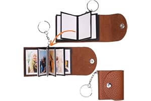 UNIQICON Mini Photo Keychain, DIY Small Custom Leather Memory Photo, Picture Keychains Personalized Album, Mini Cute Key Ring Keychain with Picture Book for Family, Boyfriend, Couples, Dog, Friends_MPKLB