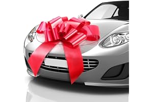 MIFFLIN Fiocco grande per auto più spesso e robusto (rosso), fiocco regalo a forma di farfalla, fiocco gigante per auto, fiocco di compleanno, enorme arco per auto, fiocco per auto, grande fiocco