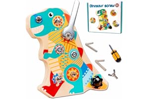 Dr. MUYA Montessori Spielzeug, Holz Schraubbrett für Kinder 3 4 5 Jahre, Dinosaurier Kinderspielzeug, Schraubendreher Motorikspielzeug, Lernspielzeug, Geschenke für Jungen