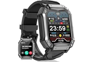 YYKY Reloj Inteligente Hombre Militar con Llamadas Bluetooth, 1,65'' Smartwatch con Pulsómetro, Presión Arterial, SpO2, Sueño, 100+ Modos Deportivos, IP67 Impermeable Pulsera Actividad para Android iOS