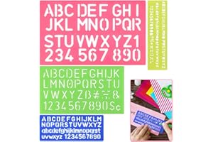 DECARETA Letter Stencil Alphabet Stencils,4 Pack Lettering Stencils Set with Number Stencil,4 Colors with 4 Size Engraving Stencils to Write Letters Create Patterns for Children,Adult
