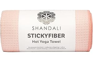 Hot Yoga Towel - Shandali Stickyfiber Yoga Towel - Mat-Sized, Microfiber, Super Absorbent, Anti-slip, Injury Free, 24" x 72" - Best Bikram Yoga Towel - Exercise, Fitness, Pilates, and Yoga Gear; Lifetime Guarantee (Sakura Pink, Standard)