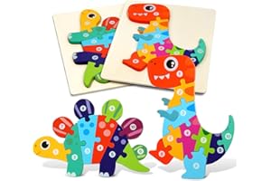 HOTUT Puzzle in Legno per Bambini, 2 Pezzi Legno Giocattoli, Giochi da Puzzle, Animali Montessori Giochi Bambino Educativi per Bambino Sopra i 1 Anni