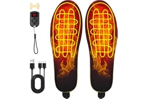 WODESID Semelles Chauffantes Hommes Femmes, Semelles Thermiques Fonctionnant 2600 mAh à Piles, Chauffe-Pieds Semelles avec 3 Niveaux Réglages de Chaleur