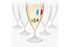Table'Colors Pack de 54 Verres Torsadés - Design Élégant, Plastique Recyclable et Réutilisable - Idéal pour Dégustation de Vins - Effet Spirale (Vin, 18 cl)