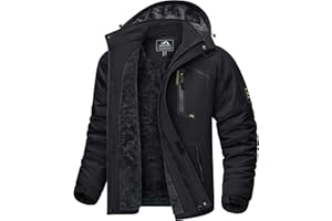 KEFITEVD Giacche in Pile Invernali da Uomo Calde Impermeabili da Sci Termici con Cappuccio Staccabile