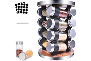 MUOIVG Especiero,360 ° Especiero Cocina Giratorio,Con 16 Botes Especias, Organizador Cocina , Ahorro de Espacio Especiero Ccocina, Práctico Organizador Especias, Botes de Cocina,Fácil de Limpiar