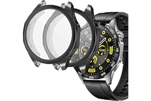 sciuU Protective Case compatible with Huawei Watch GT 4 46mm, [2 Pack] All-around Flexible TPU Case with Screen Protector, Soft Frame Shock Resistant Cover fit GT4 Smartwatch - Black + Black