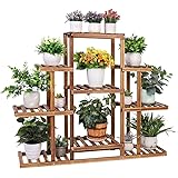 Medla Soporte para Plantes de Madera Interiores Exteriores, Estantería para Plantas y Flores de 9 Niveles Estante Decorativo 