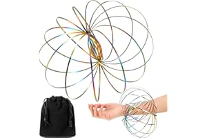 Sumind Durchflussringe Spielzeug 3D Arm Feder Magisch Durchflussring Edelstahl Multisensorisch Pädagogisch und Interaktiv Feder Spielzeug mit Schwarzem Samt Beutel für Antistress Spielzeug(Bunt)