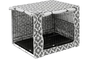 Pethiy Dog Crate Cover Durable Polyester Pet Kennel Cover Universal Fit for Wire Dog Crate - Fits Most 42 inch Dog Crates - Cover only-Gray Soles-42